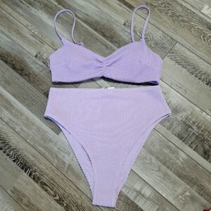 New H&M High-waisted Purple Ribbed Bikini Size 6/8